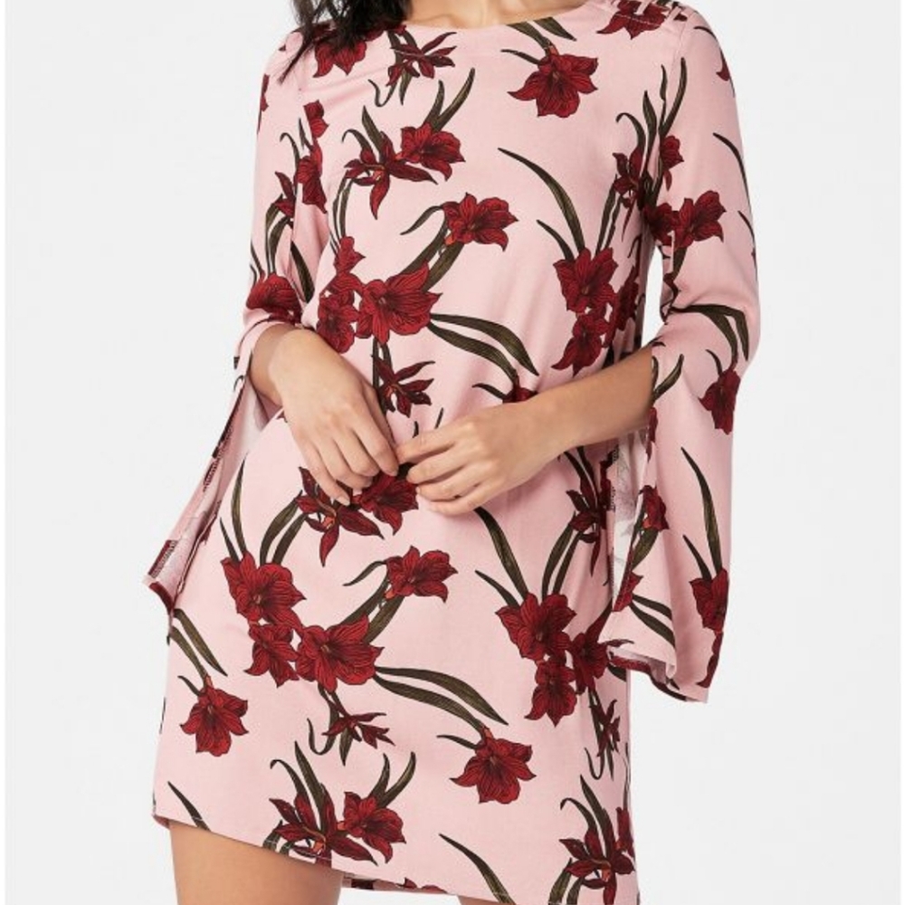 BRAND NEW Just Fab floral bell sleeve dress, Large